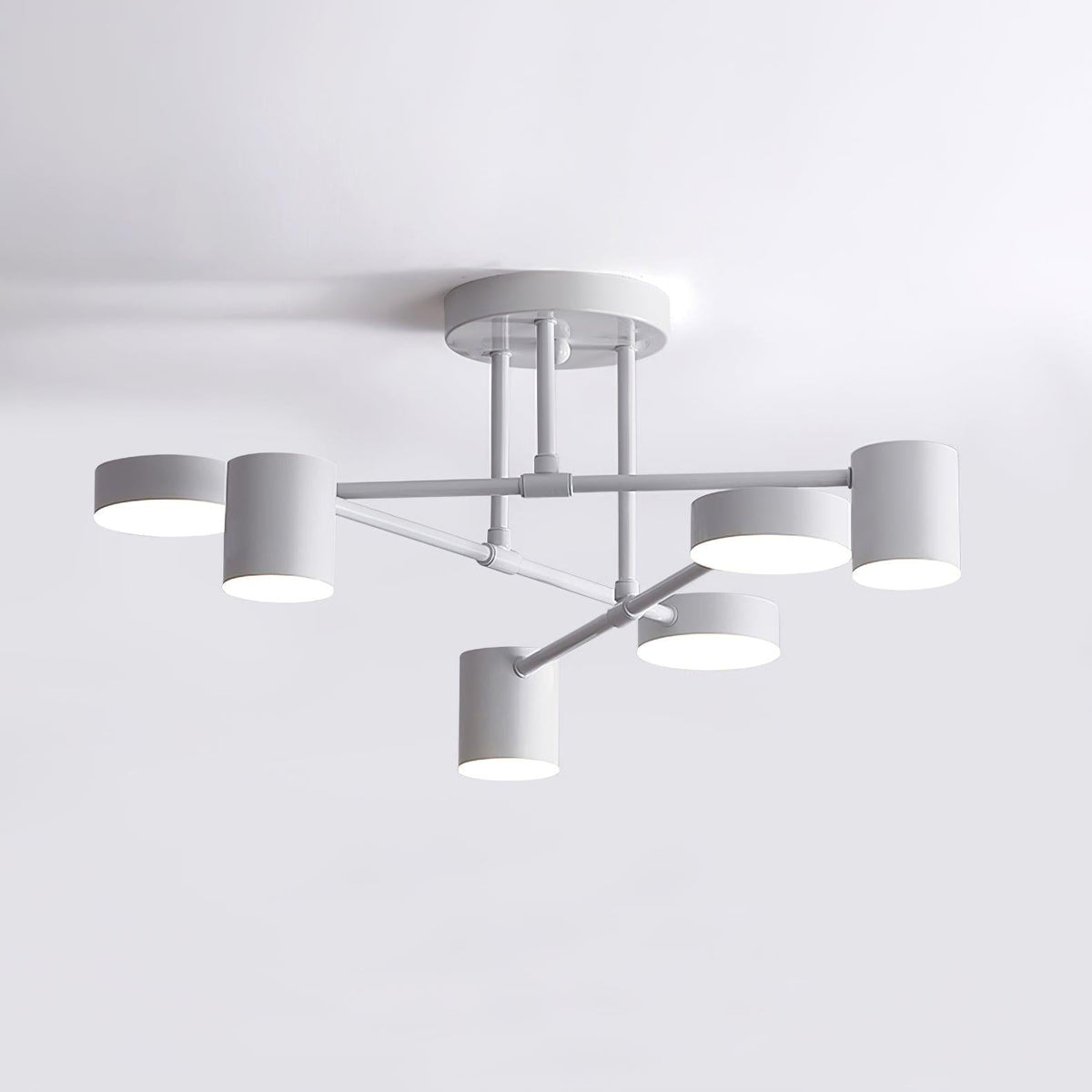 Plafondlamp Sputnik Design met Kruisende Armen en Cilindrische Lichtpunten