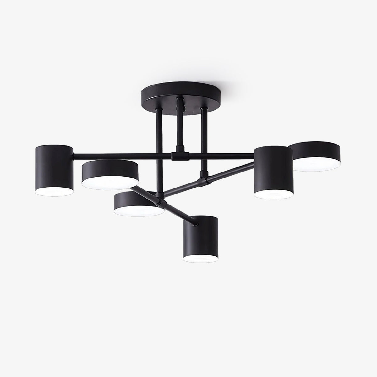 Plafondlamp Sputnik Design met Kruisende Armen en Cilindrische Lichtpunten