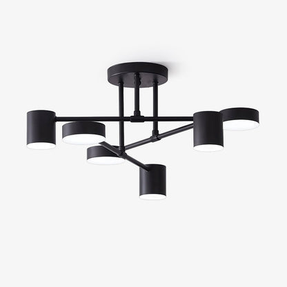 Plafondlamp Sputnik Design met Kruisende Armen en Cilindrische Lichtpunten