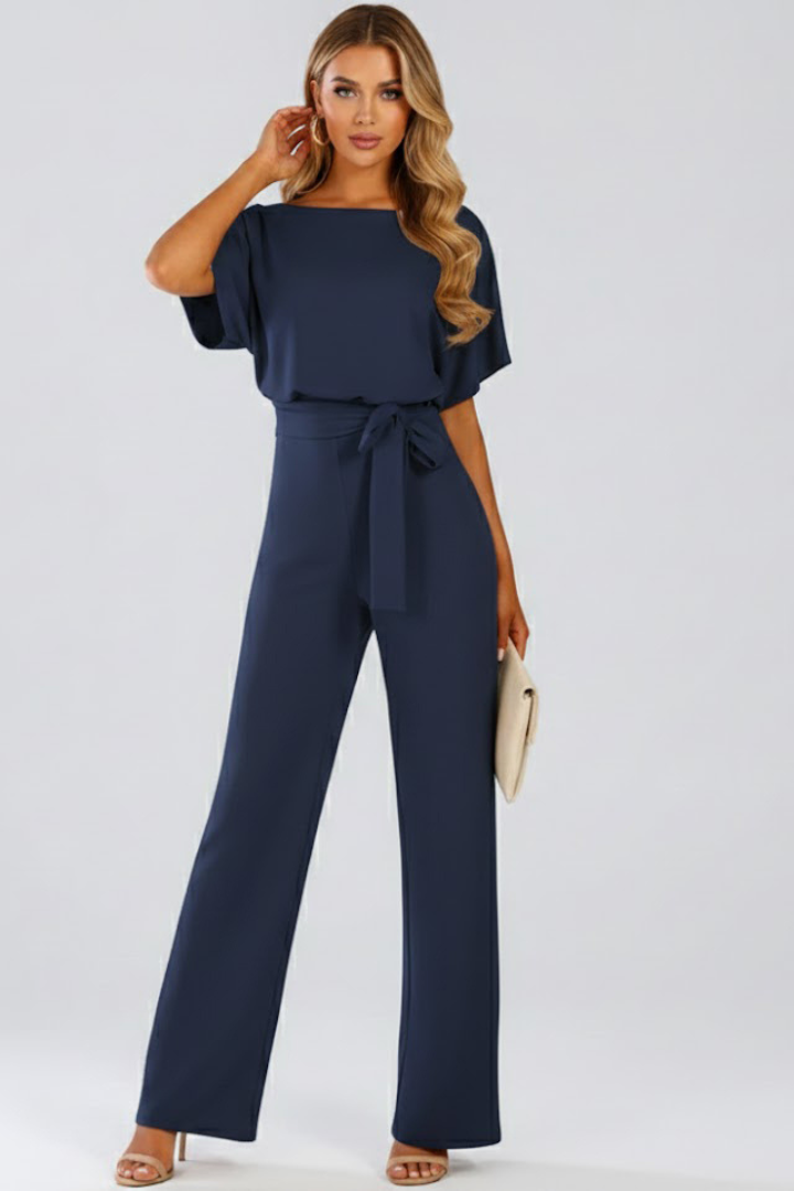 Dames Jumpsuit met Ceintuur en Wijde Pijpen