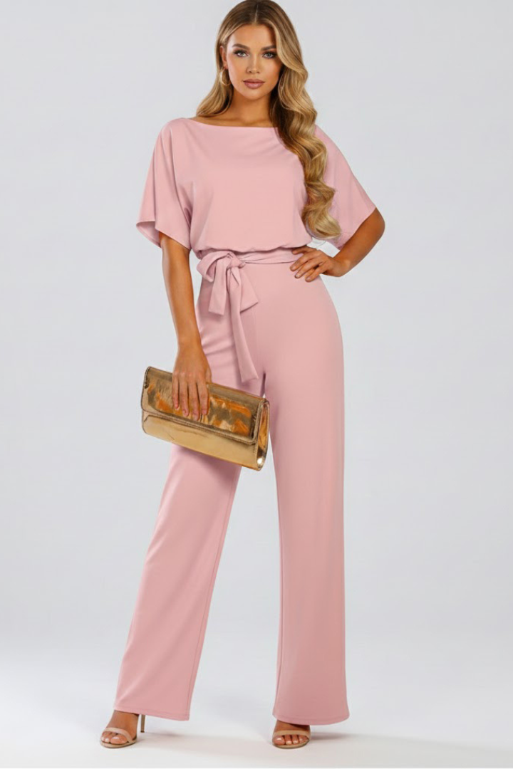 Dames Jumpsuit met Ceintuur en Wijde Pijpen