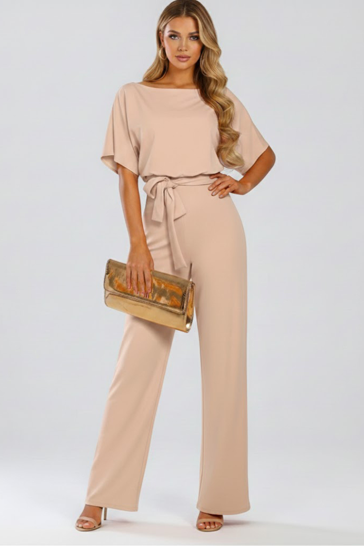 Dames Jumpsuit met Ceintuur en Wijde Pijpen