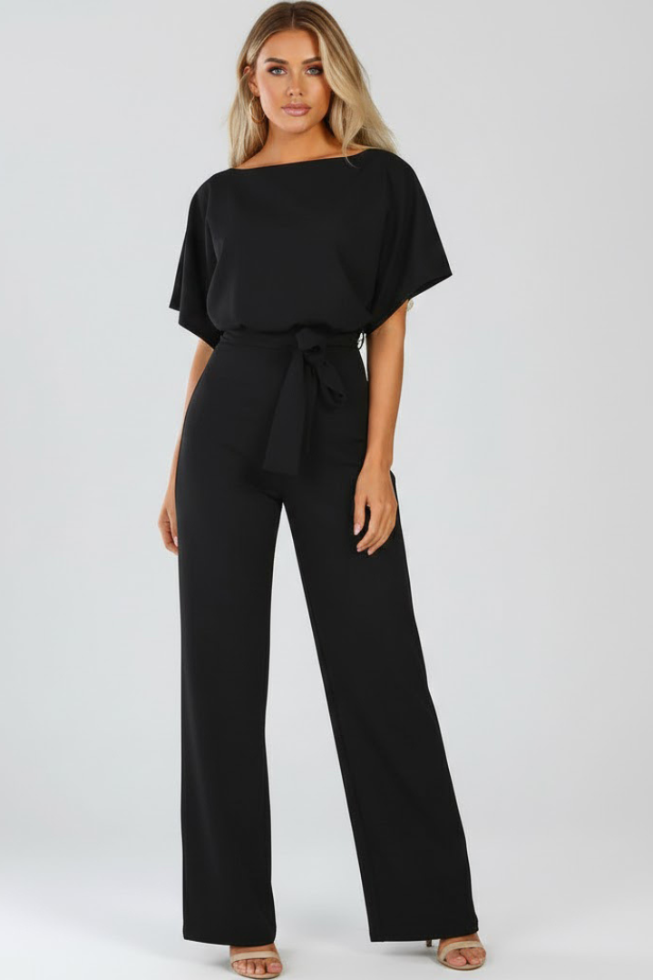 Dames Jumpsuit met Ceintuur en Wijde Pijpen