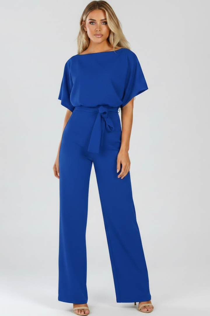 Dames Jumpsuit met Ceintuur en Wijde Pijpen