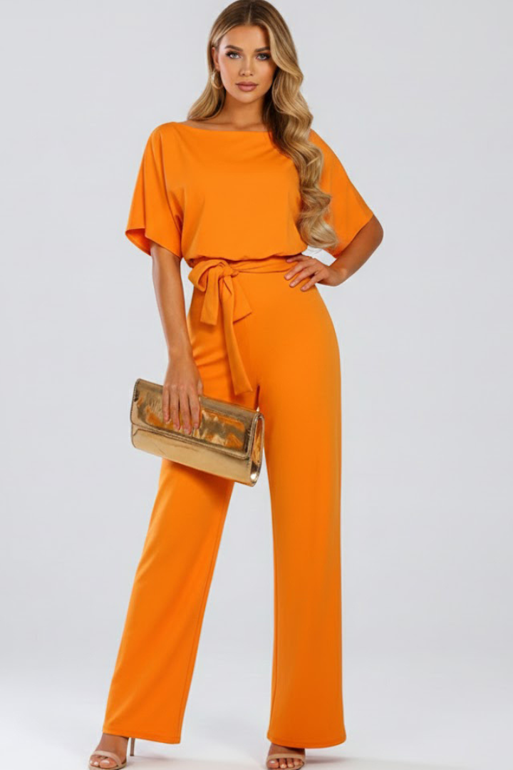 Dames Jumpsuit met Ceintuur en Wijde Pijpen