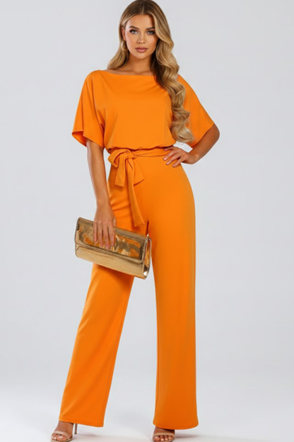 Dames Jumpsuit met Ceintuur en Wijde Pijpen
