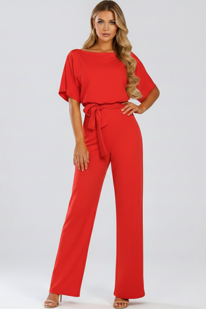 Dames Jumpsuit met Ceintuur en Wijde Pijpen