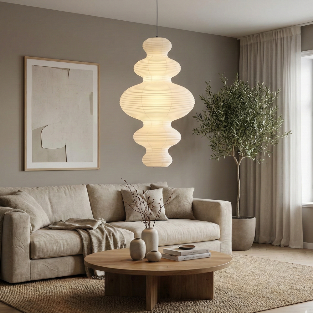 Stylish  Pendant Light with Rice Paper Shade – 47cm Diameter for Kitchen Pendant Lighting 12