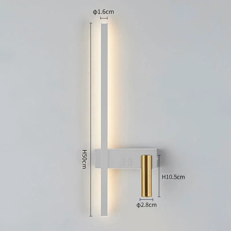 Wandlamp LED met Verticale Lichtbalk en Verstelbare Spot
