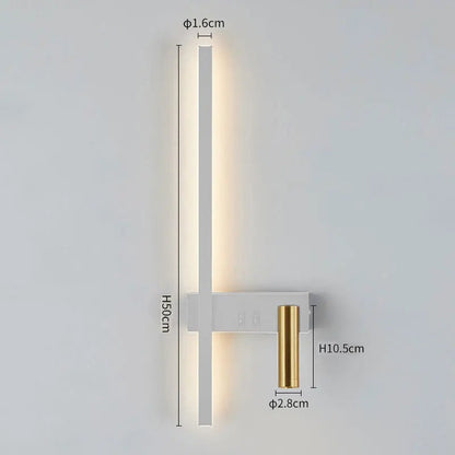 Wandlamp LED met Verticale Lichtbalk en Verstelbare Spot