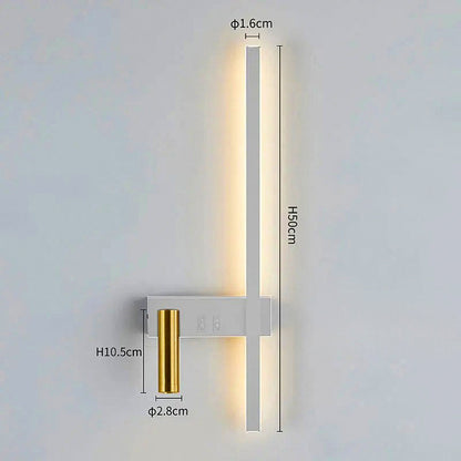Wandlamp LED met Verticale Lichtbalk en Verstelbare Spot