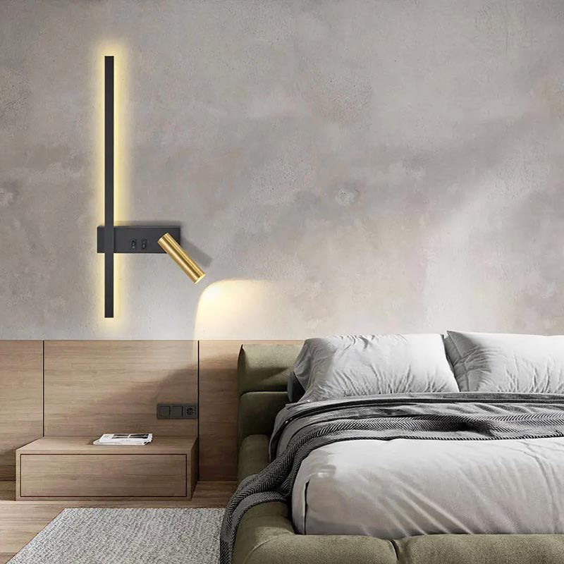 Wandlamp LED met Verticale Lichtbalk en Verstelbare Spot