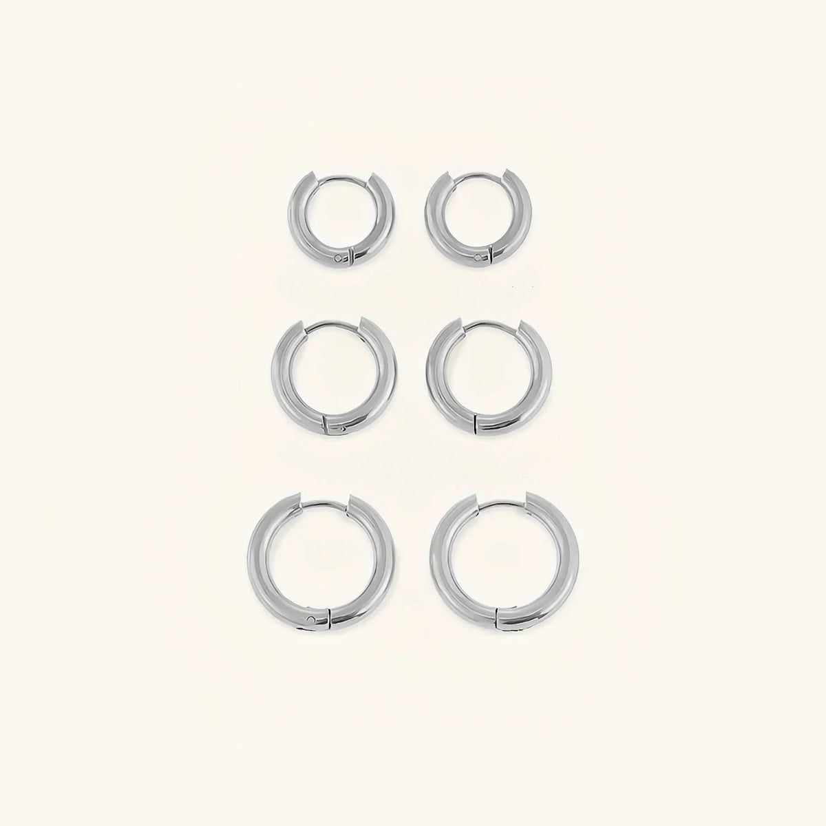 Dames Huggie Hoop Oorbellen Set van Drie - Gepolijst Rond Model