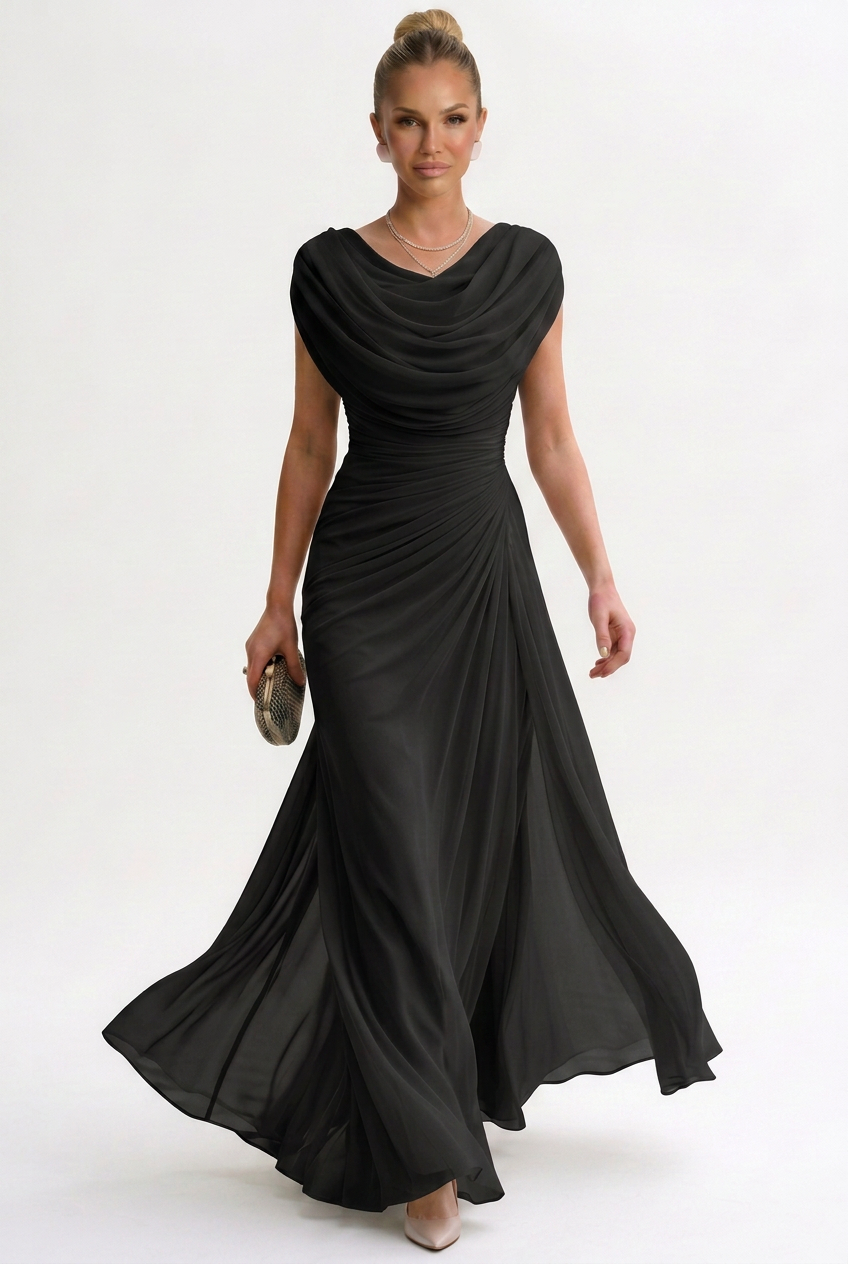 Dames Maxi Jurk Mouwloos met Ronde Hals