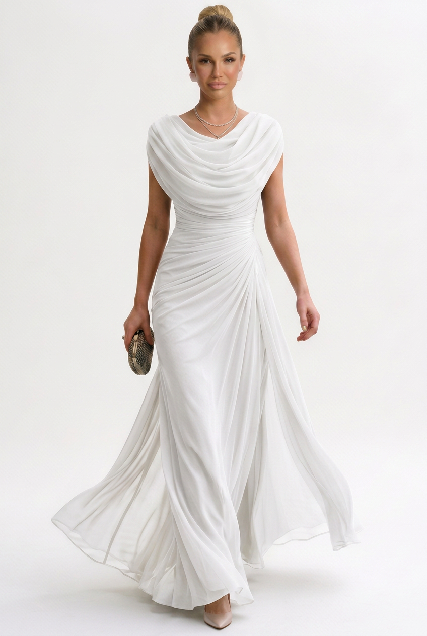 Dames Maxi Jurk Mouwloos met Ronde Hals