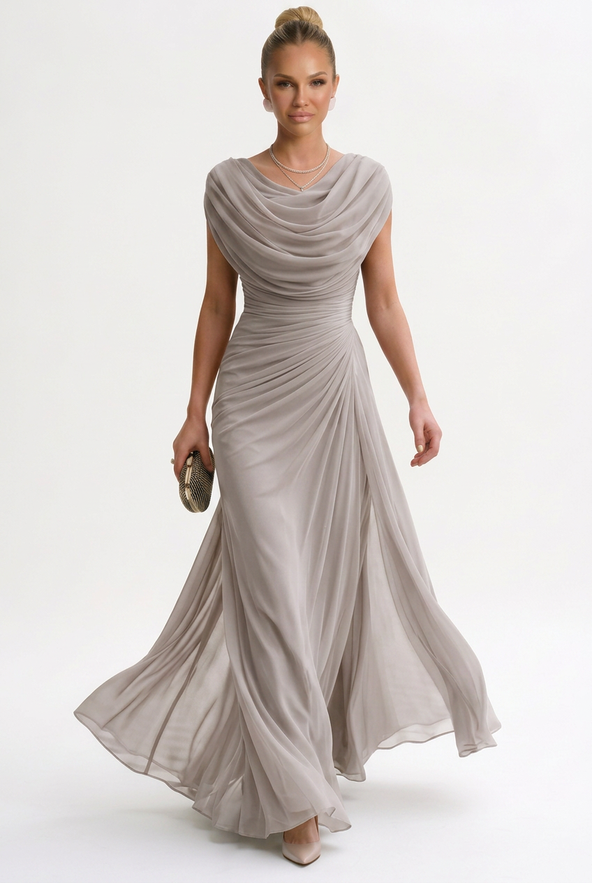 Dames Maxi Jurk Mouwloos met Ronde Hals