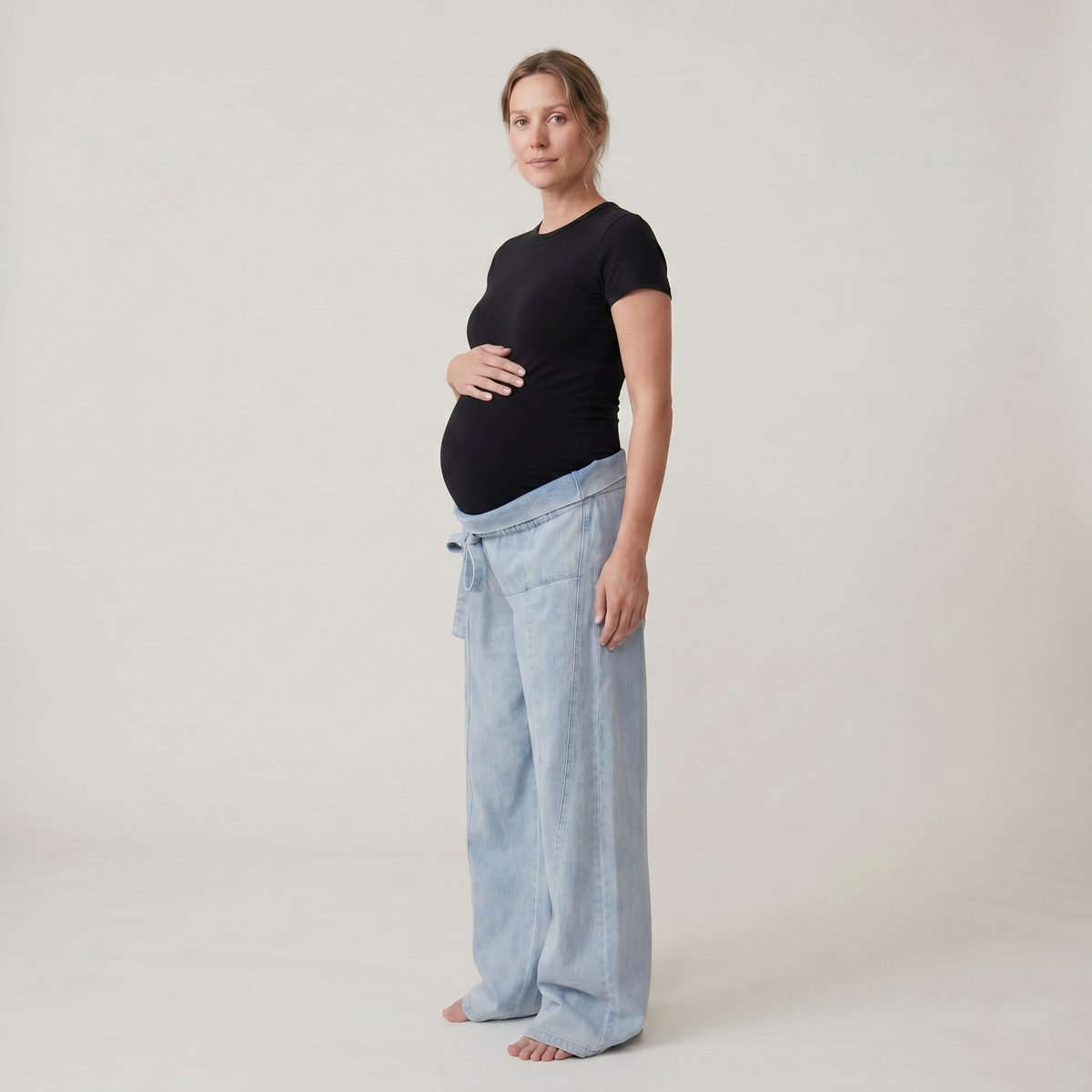 Dames Positiejeans Wide Leg met Verstelbare Taille