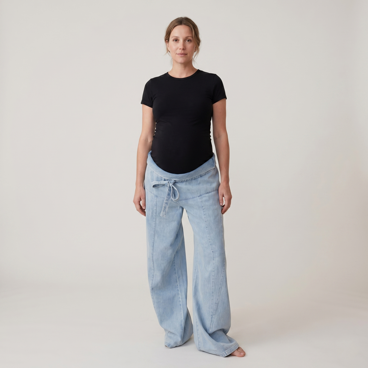 Dames Positiejeans Wide Leg met Verstelbare Taille