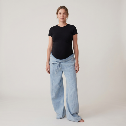 Dames Positiejeans Wide Leg met Verstelbare Taille