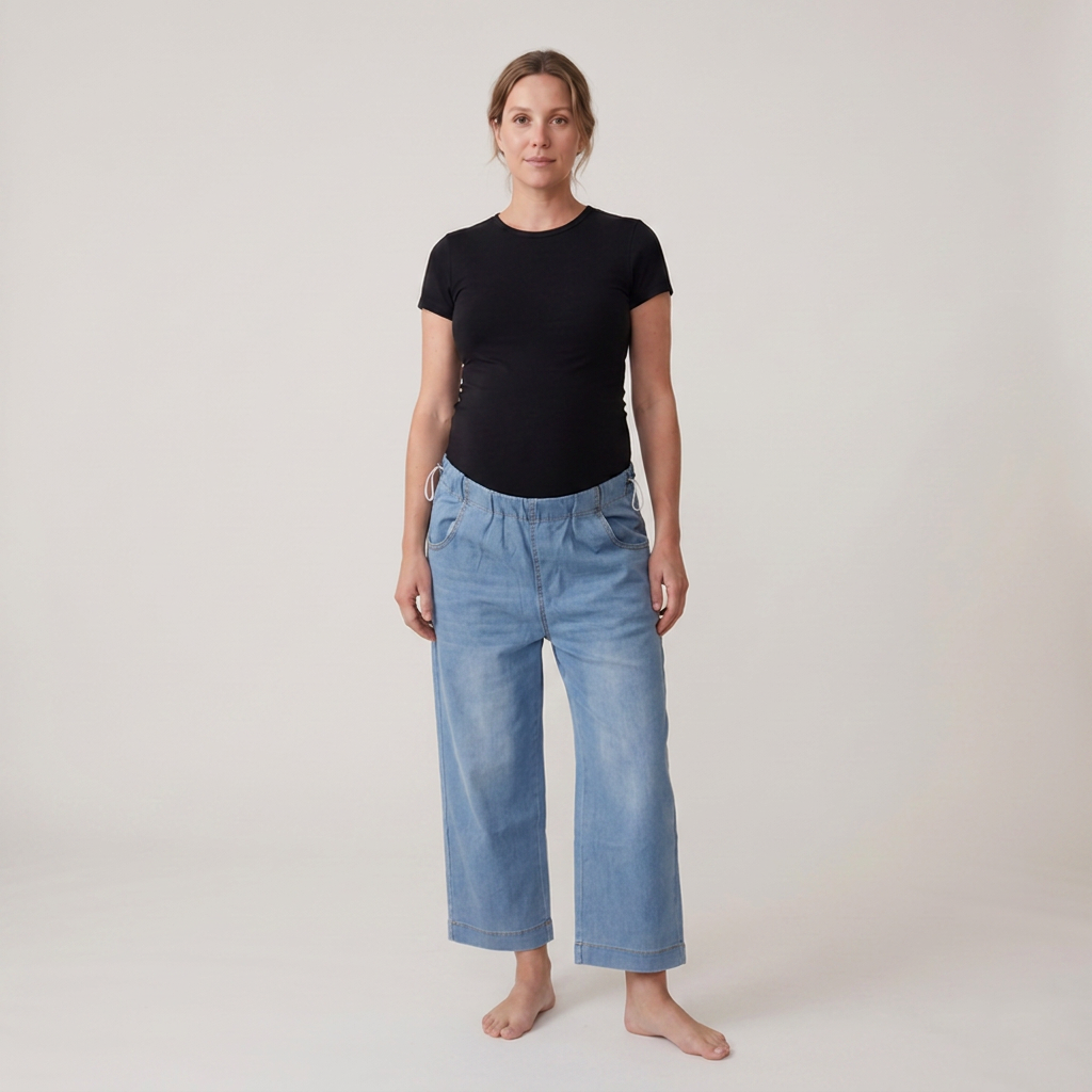 Dames Positiejeans Wide Leg met Verstelbare Taille