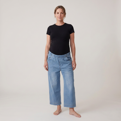 Dames Positiejeans Wide Leg met Verstelbare Taille