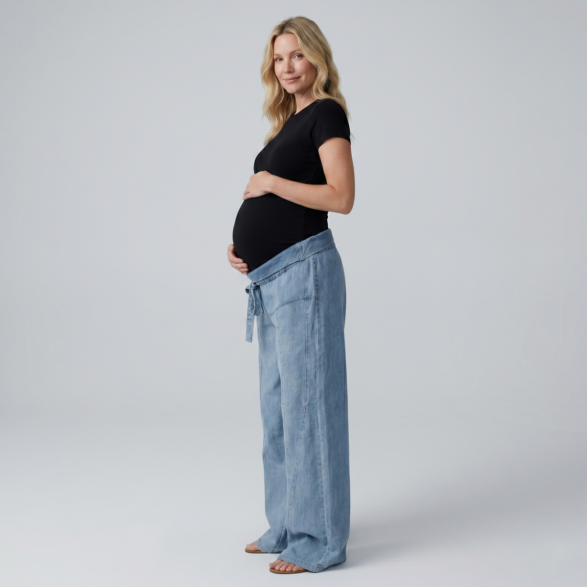 Dames Positiejeans Wide Leg met Verstelbare Taille