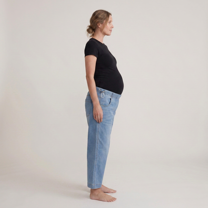 Dames Positiejeans Wide Leg met Verstelbare Taille