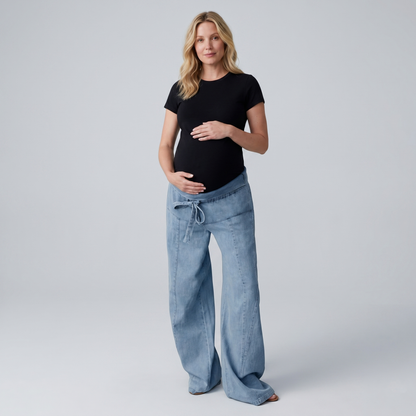 Dames Positiejeans Wide Leg met Verstelbare Taille