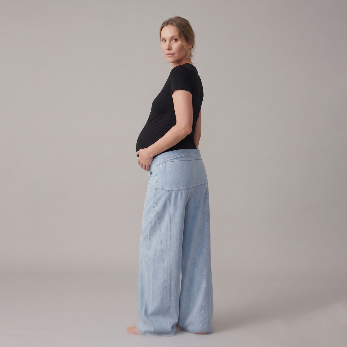 Dames Positiejeans Wide Leg met Verstelbare Taille