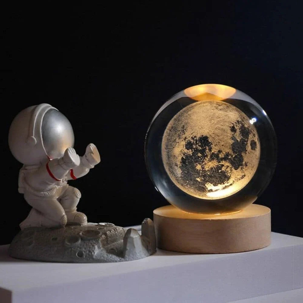 Lichtgevende Kristallen Bol met 3D Gravure Nachtlampje