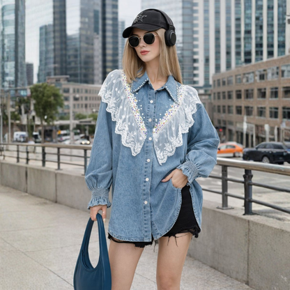 Boé - Denim Overhemd met Ruches