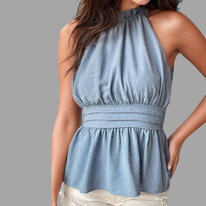 Elara - Halter Neck Peplum Top