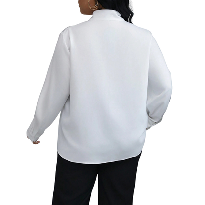 Dames Getailleerde Blouse – Met Lange Mouwen en Hoge Hals voor Werk en Dagelijks Gebruik