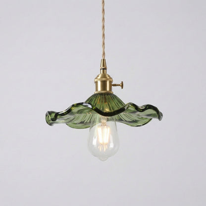 vintage flower glass pendant light in green