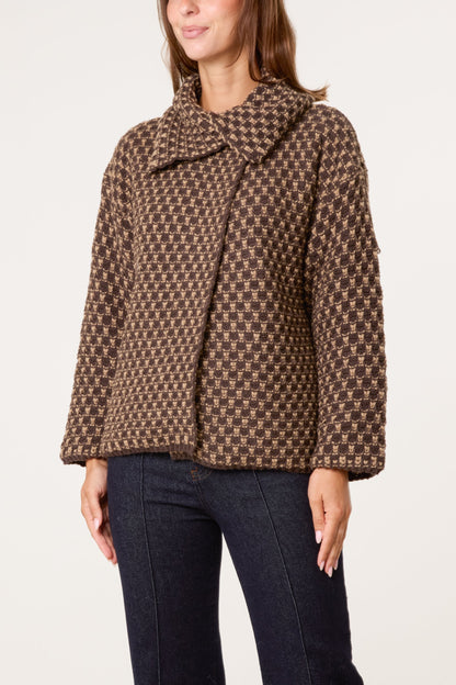 Dames Cardigan Structured Knit Vestjas Chocoladebruin