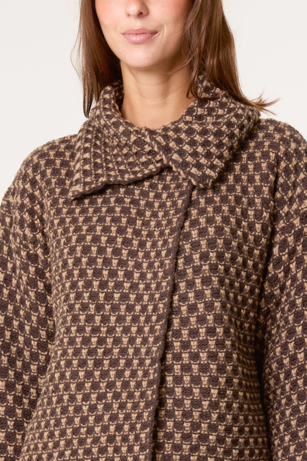 Dames Cardigan Structured Knit Vestjas Chocoladebruin