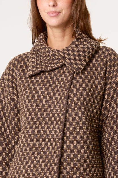 Dames Cardigan Structured Knit Vestjas Chocoladebruin