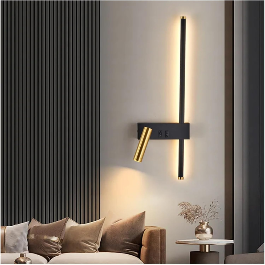 Wandlamp LED met Verticale Lichtbalk en Verstelbare Spot