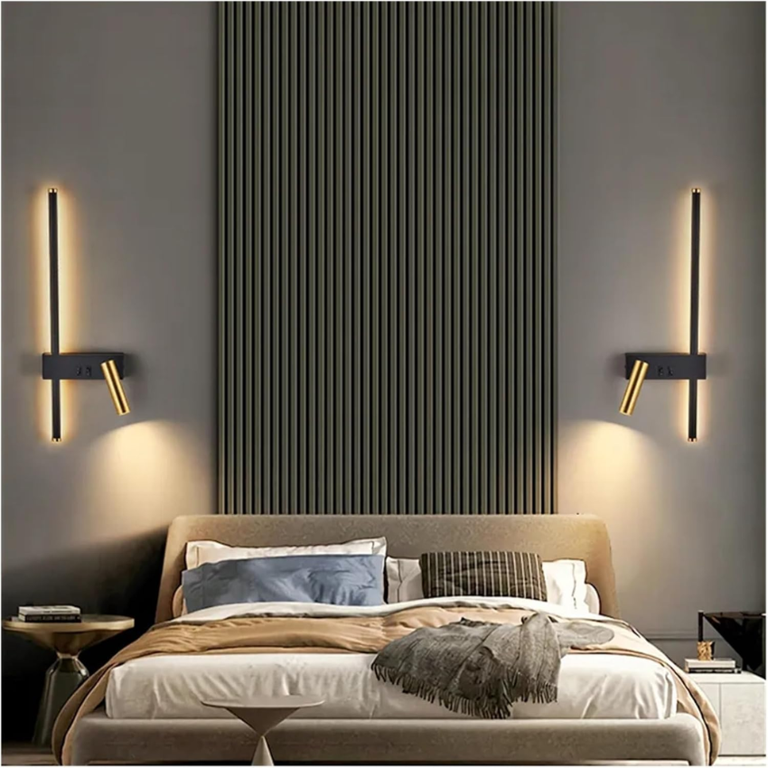 Wandlamp LED met Verticale Lichtbalk en Verstelbare Spot
