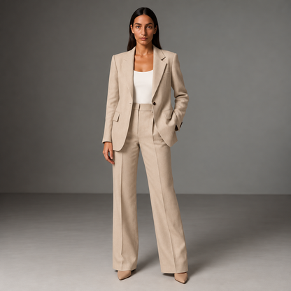 Dames 2-delig Broekpak – Blazer en Pantalon Set, Zakelijk voor Kantoor en Formeel 2-delig Pak