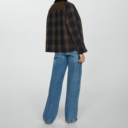 Dames Warme Geruite Jas met Zacht Bontkraag – Casual, Ideaal voor Herfst en Winter