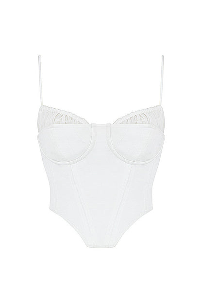 Helvianne - Wit Korset Top met Ruches