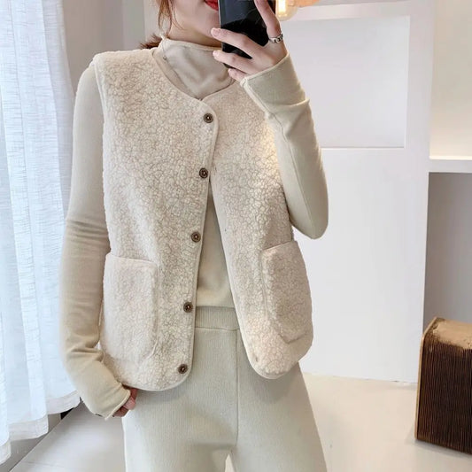 Dames Warm Gebreid Cardigan Vest – Casual voor Herfst en Winter