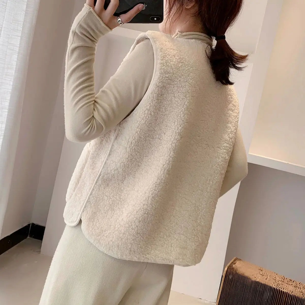 Dames Warm Gebreid Cardigan Vest – Casual voor Herfst en Winter