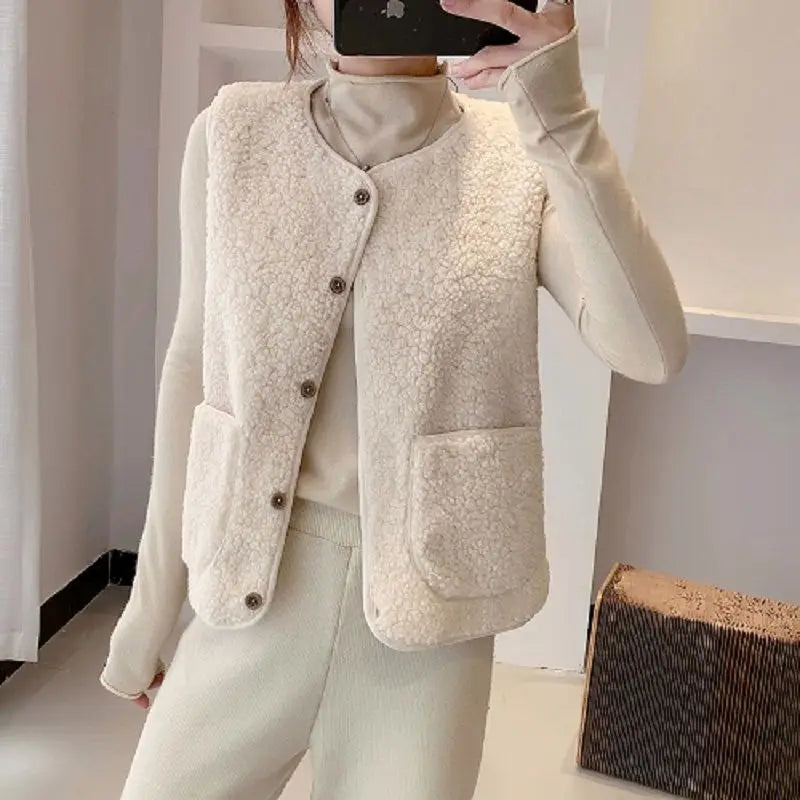 Dames Warm Gebreid Cardigan Vest – Casual voor Herfst en Winter