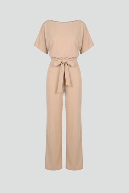 Dames Jumpsuit met Ceintuur en Wijde Pijpen