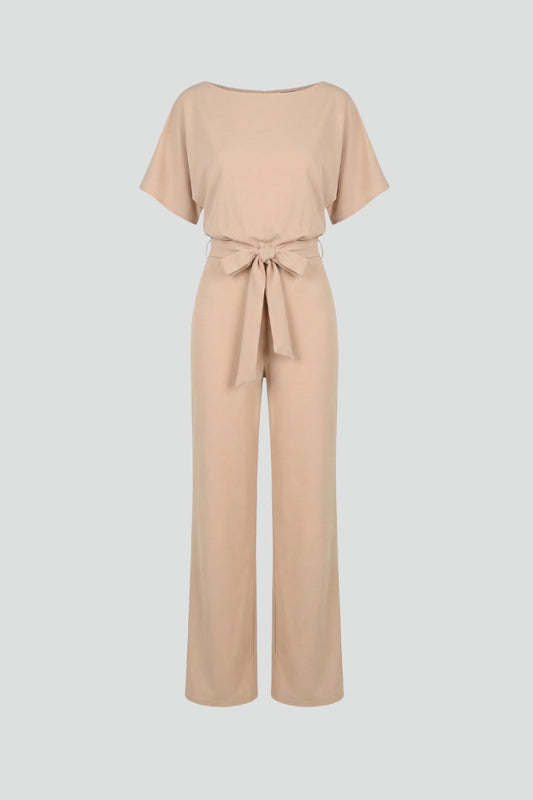 Dames Jumpsuit met Ceintuur en Wijde Pijpen