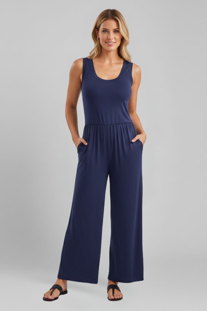 Dames Getailleerde Jumpsuit – Met Elastische Taille en Brede Pijpen voor Casual Gebruik