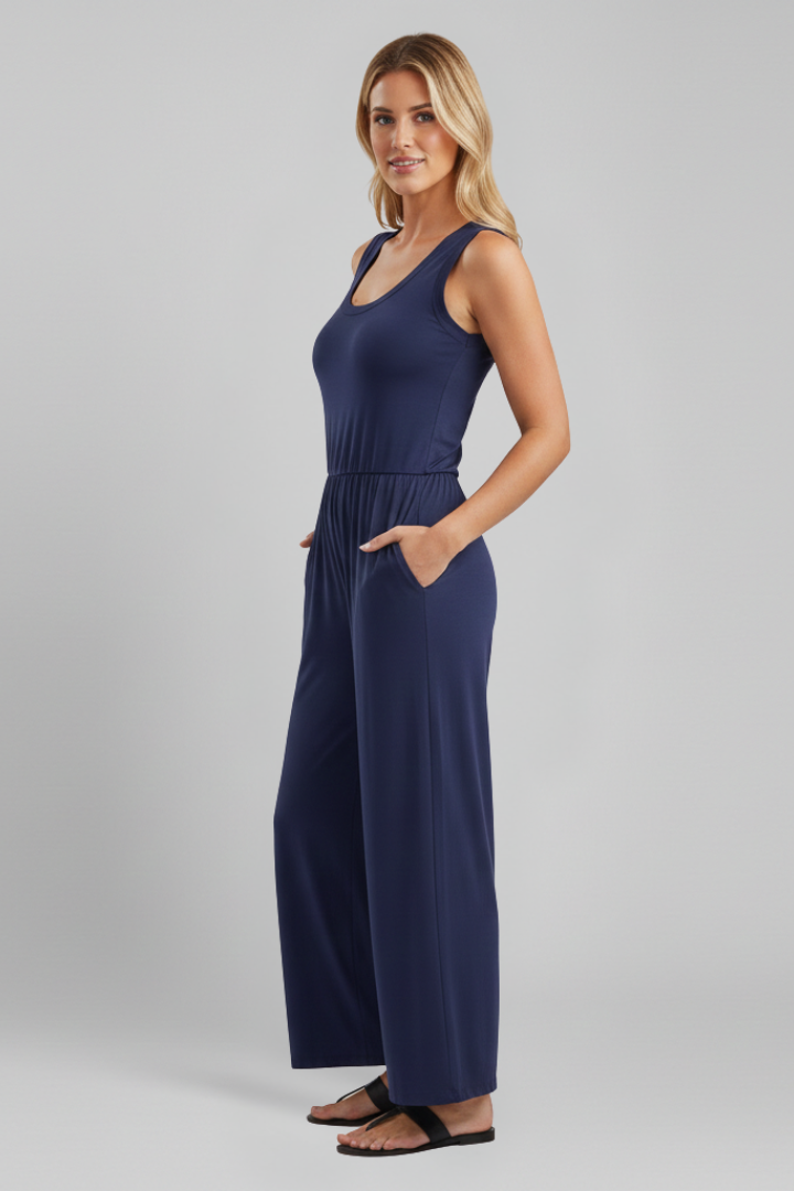 Dames Getailleerde Jumpsuit – Met Elastische Taille en Brede Pijpen voor Casual Gebruik