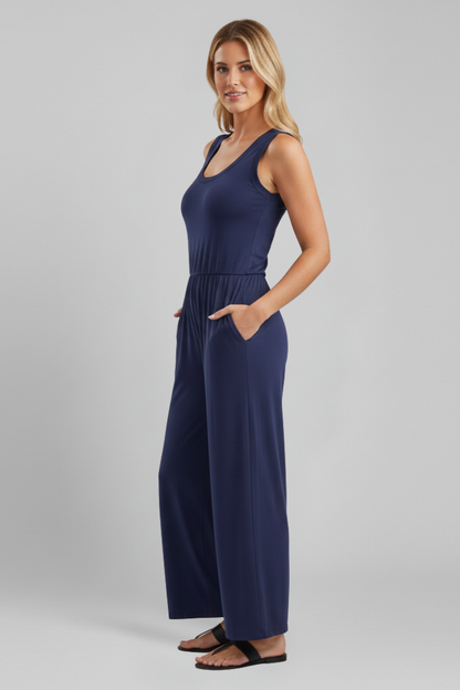 Dames Getailleerde Jumpsuit – Met Elastische Taille en Brede Pijpen voor Casual Gebruik